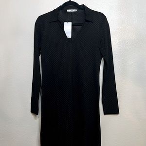 Black dotted business casual mid length dress by mango